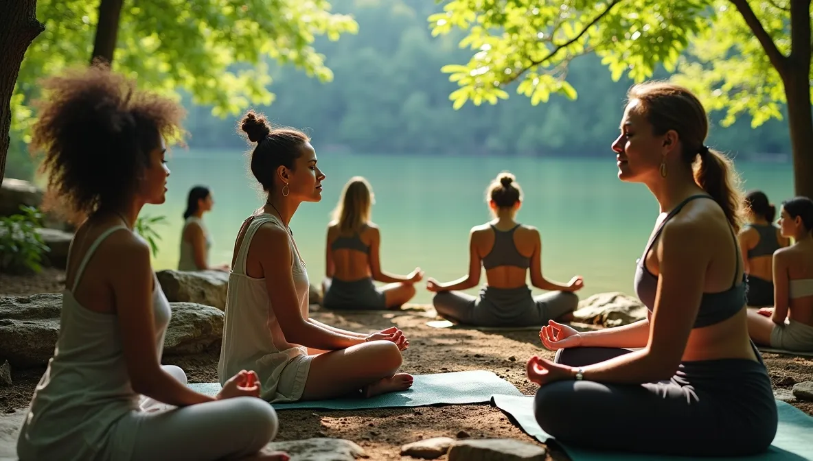 Stylised graphic of a room with muted teal and coral tones representing evening light.